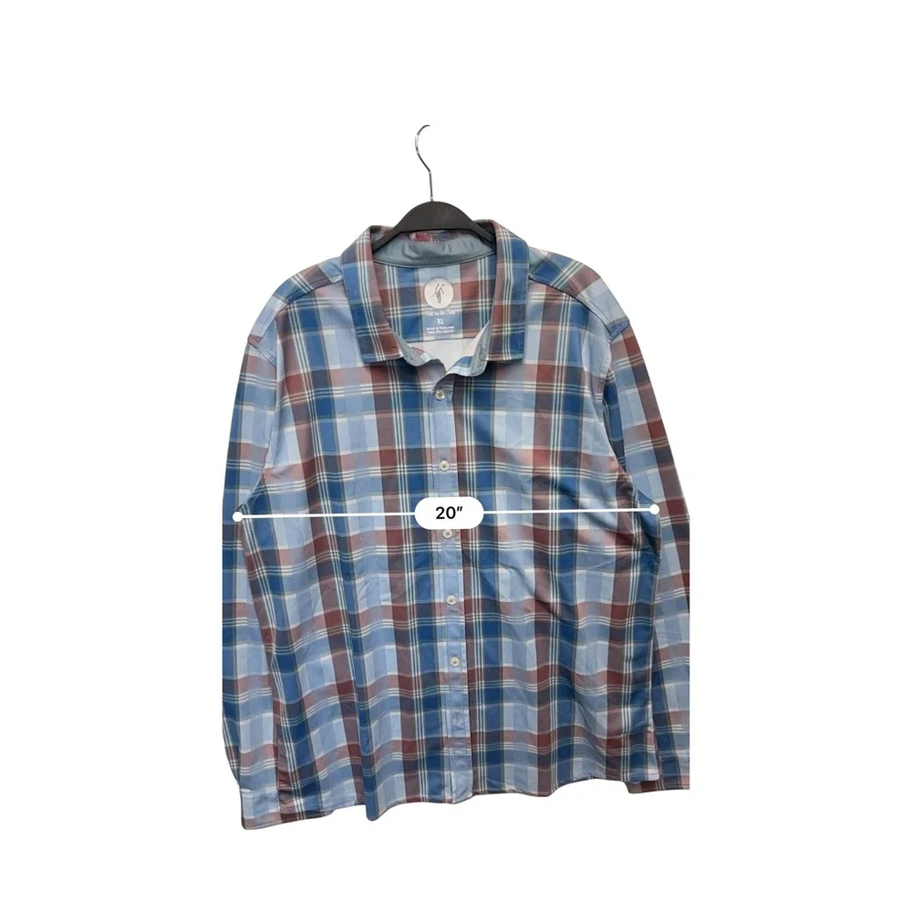 Tops On The Nose Mens XL Plaid Long Sleeve Button Down Shirt Blue Red Casual - Picture 4 of 6